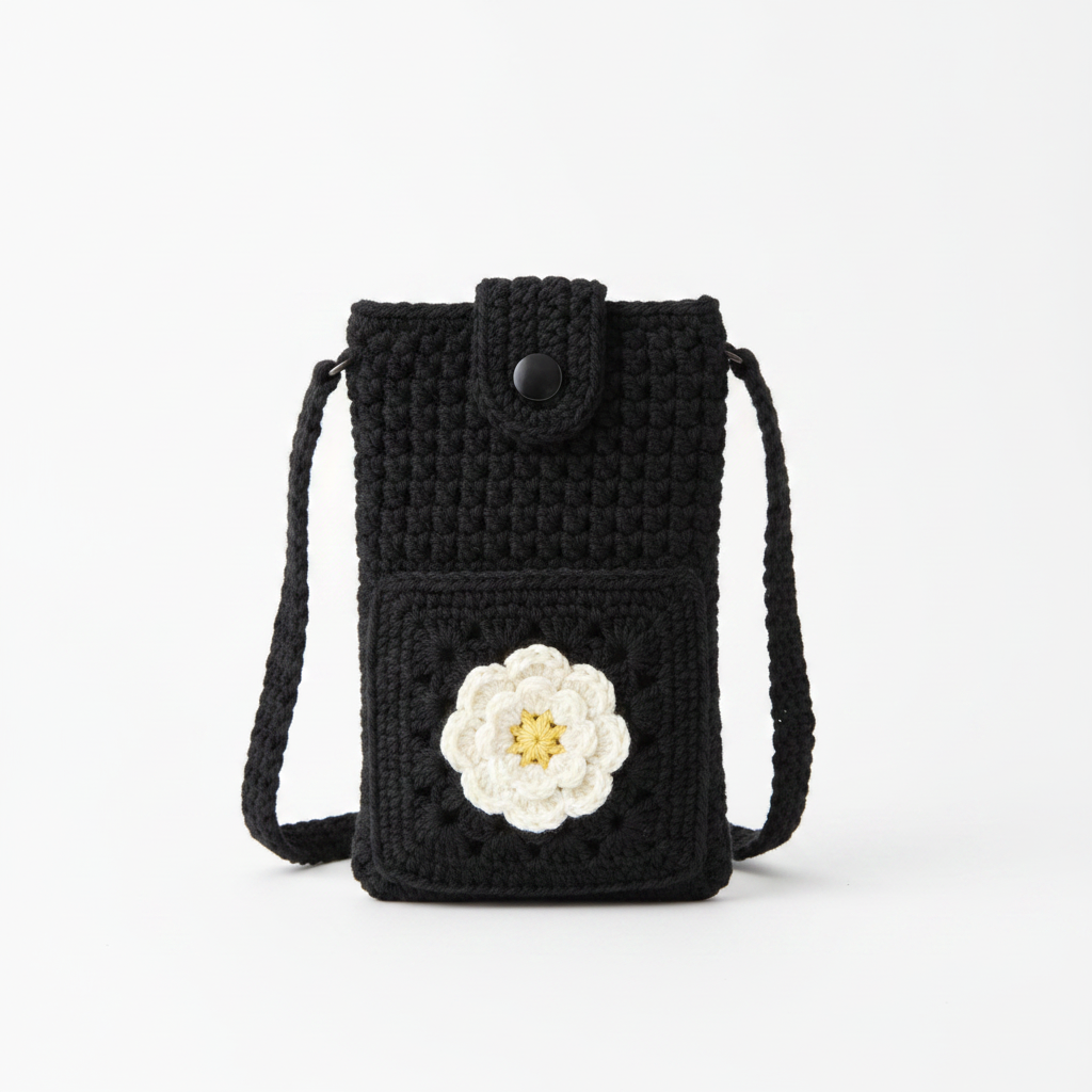 Knots by Faisal — Crochet Floral Phone Bag (Granny Square)