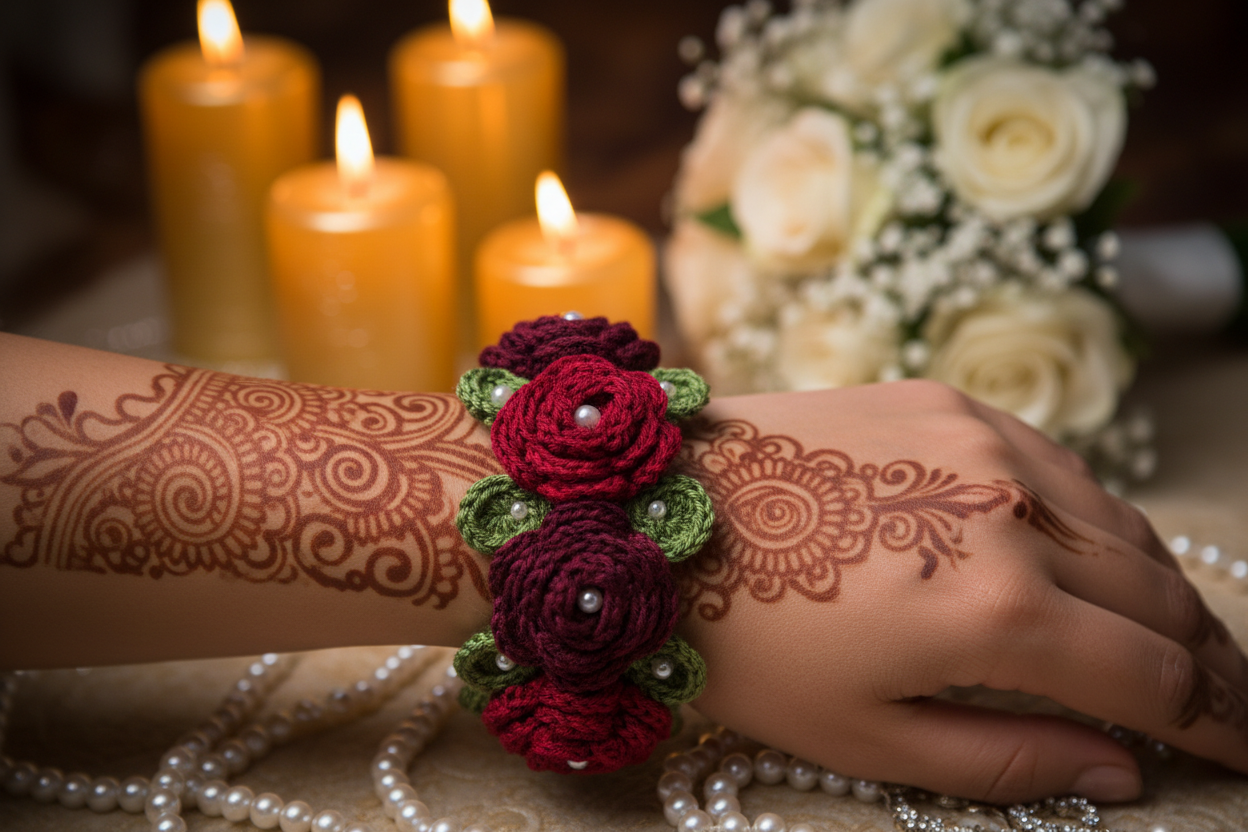 Crochet Rose Wrist Corsage