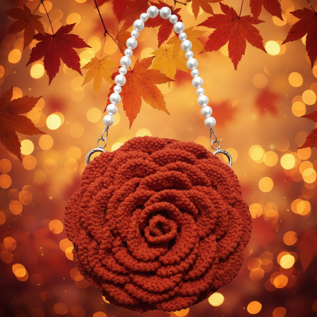 Handmade Round Rose Crochet Bag|Knots by Faisal