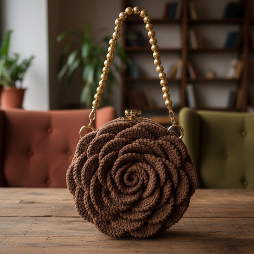 Handmade Round Rose Crochet Bag|Knots by Faisal