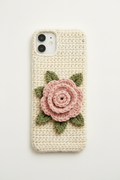 Handmade Crochet Rose Mobile Cover – Boho Phone Case