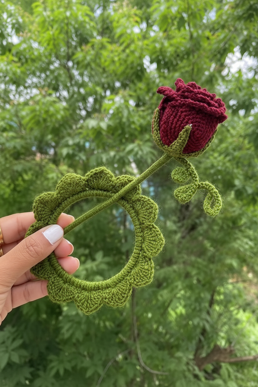 Crochet Rose Hair Clip