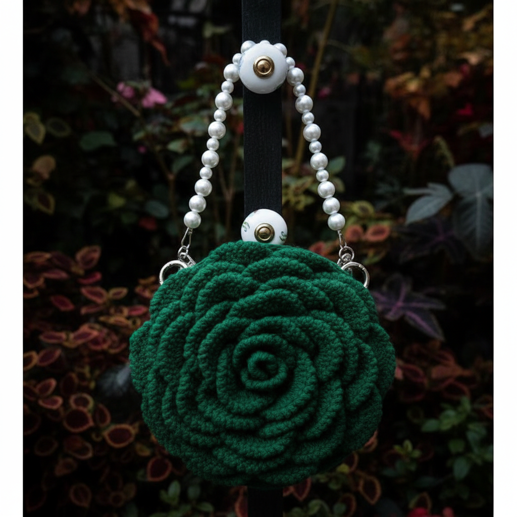 Handmade Round Rose Crochet Bag|Knots by Faisal