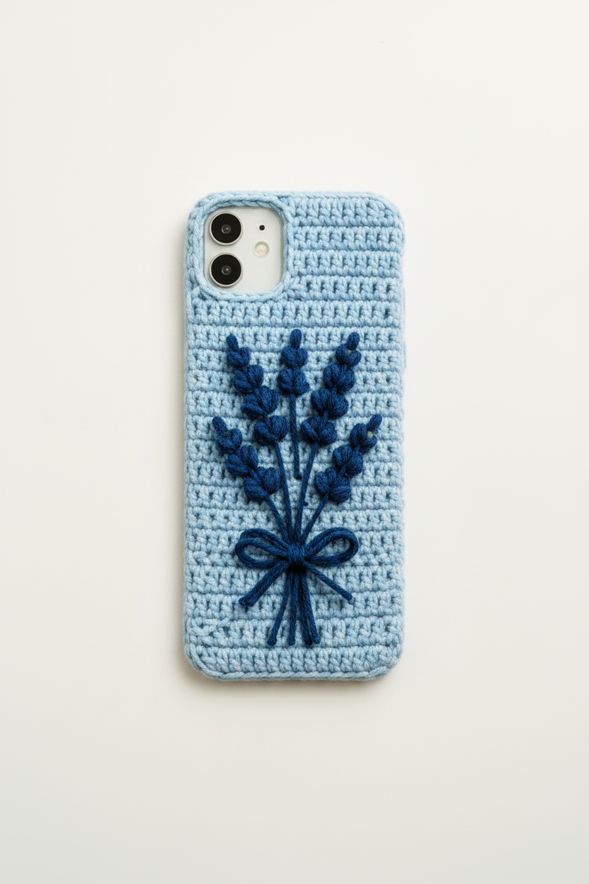 Crochet Bouquet Phone Case - Sky Blue