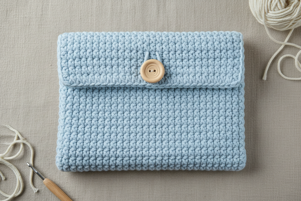 Crochet Minimal Laptop Cover - Sky Blue