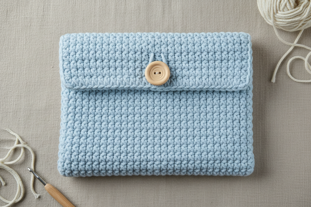 Crochet Minimal Laptop Cover - Sky Blue