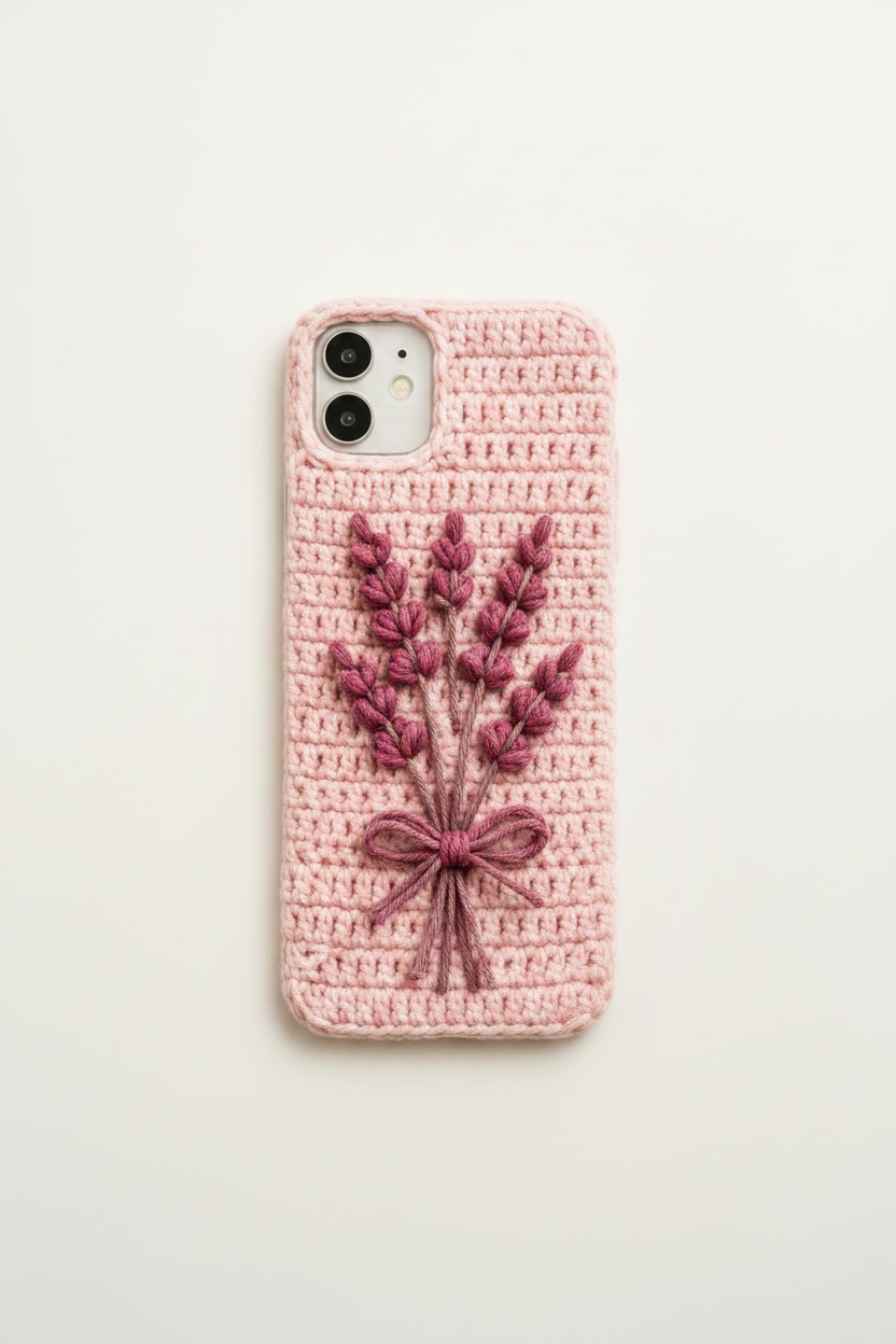 Crochet Bouquet Phone Case - Baby Pink