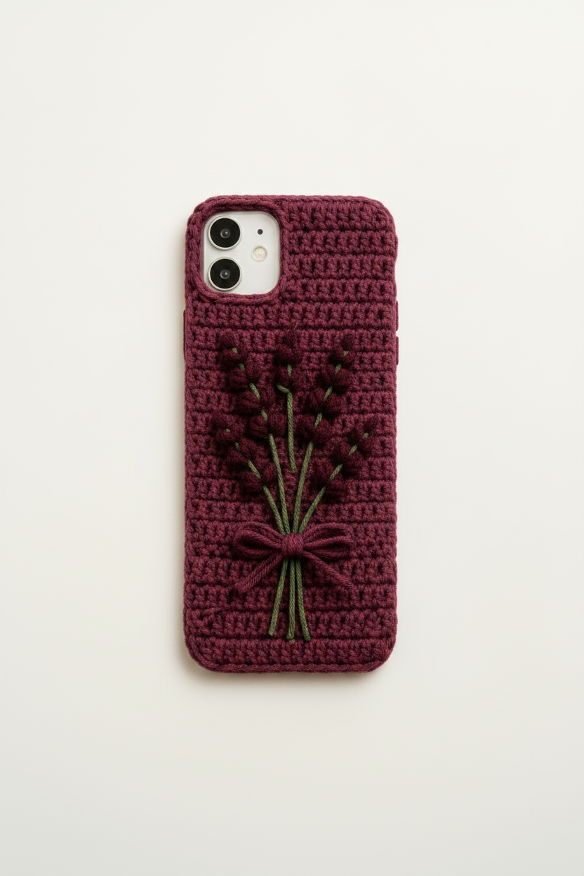 Crochet Bouquet Phone Case - Maroon