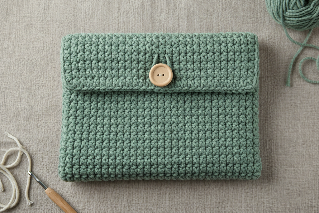 Crochet Minimal Laptop Cover - Sage Green