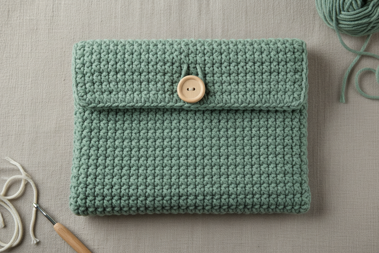 Crochet Minimal Laptop Cover - Sage Green