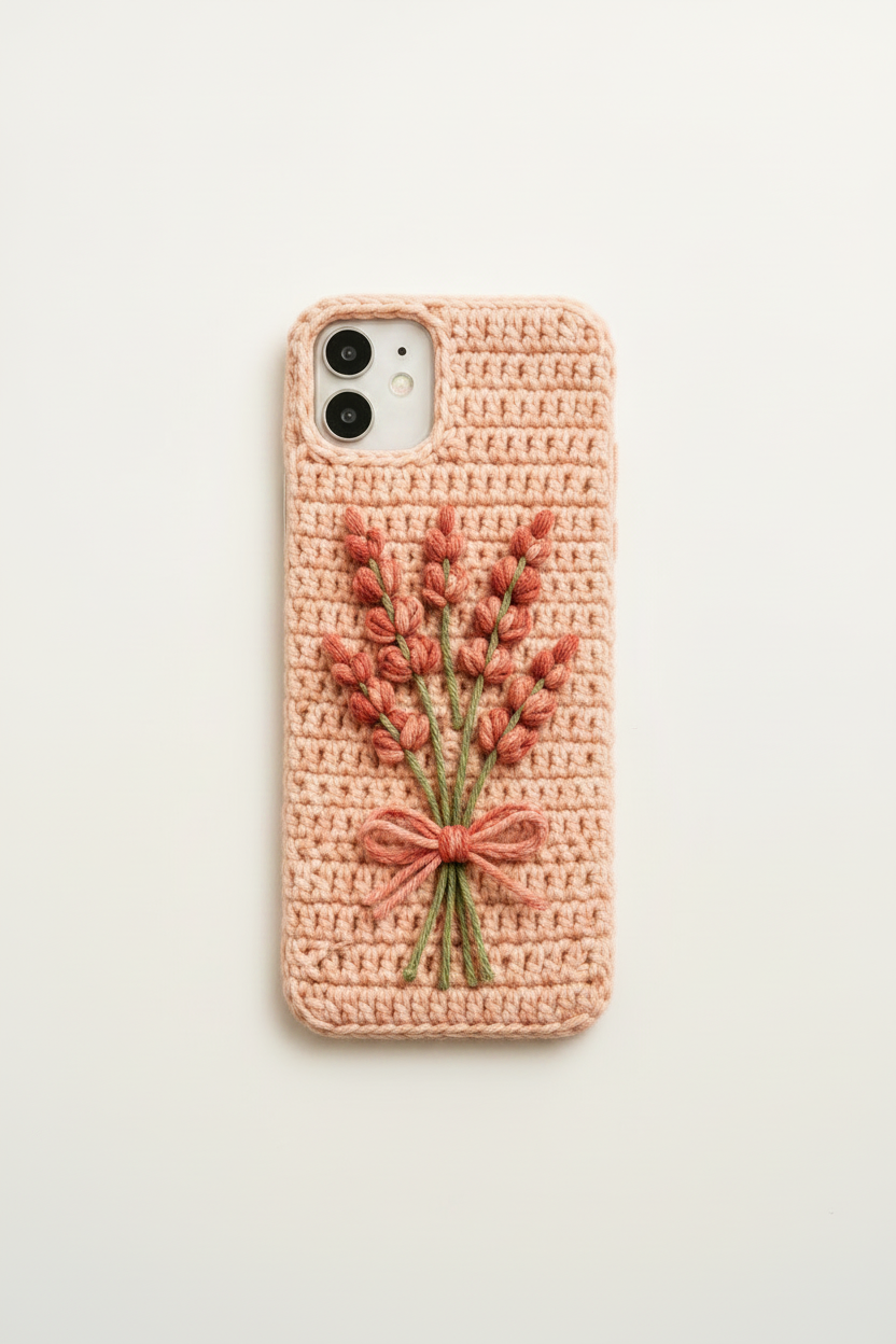 Crochet Bouquet Phone Case - Peach