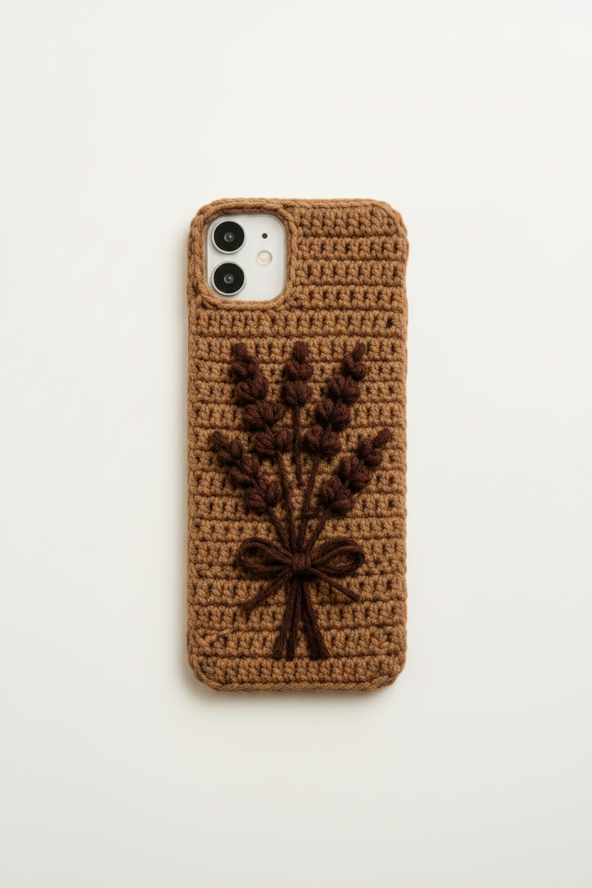 Crochet Bouquet Phone Case - Brown