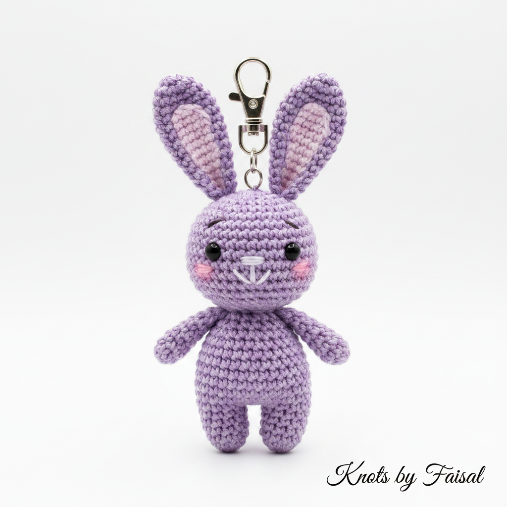 Lavender crochet bunny keychain by Knots by Faisal