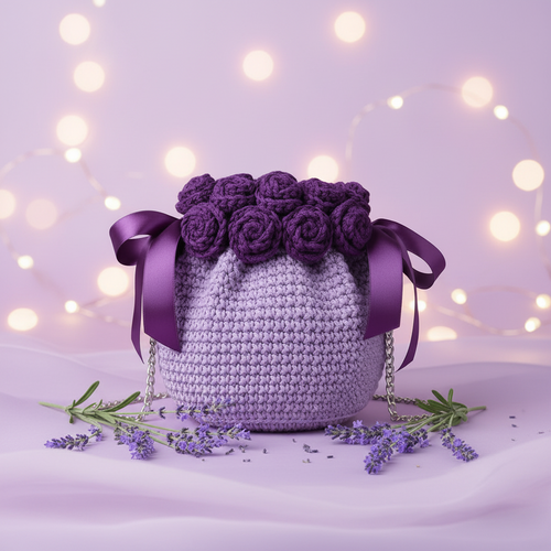 Bow-Shaped Crochet Bag with Pearl & Chain Strap