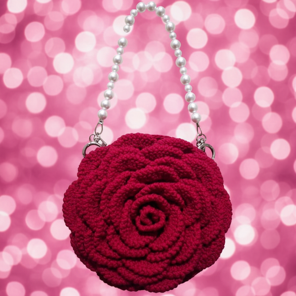 Handmade Round Rose Crochet Bag|Knots by Faisal