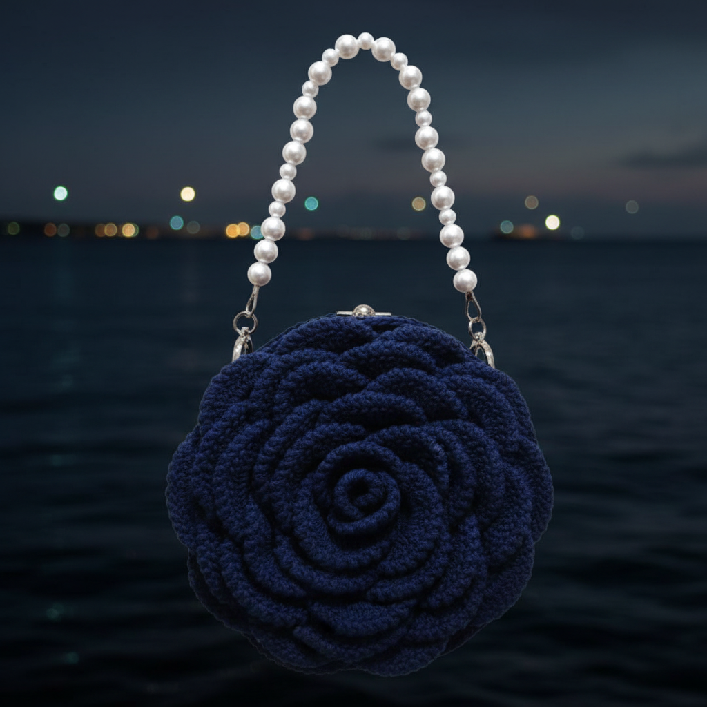Handmade Round Rose Crochet Bag|Knots by Faisal