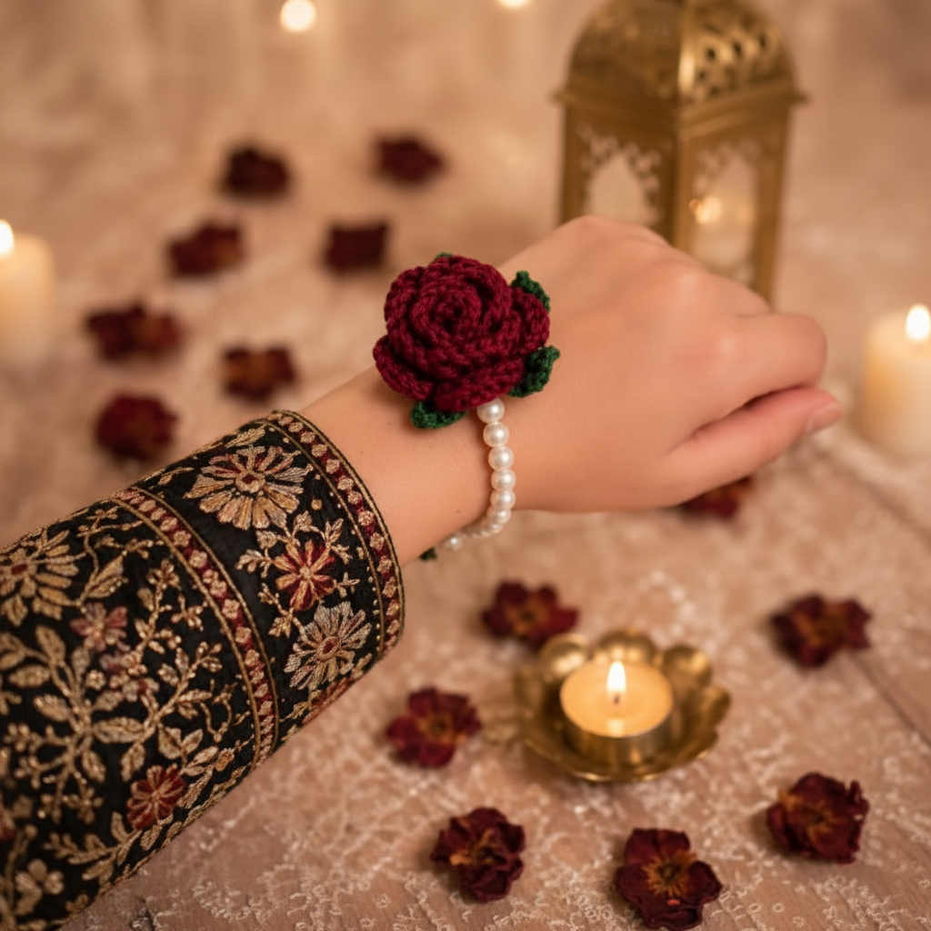 Crochet Rose Bracelet