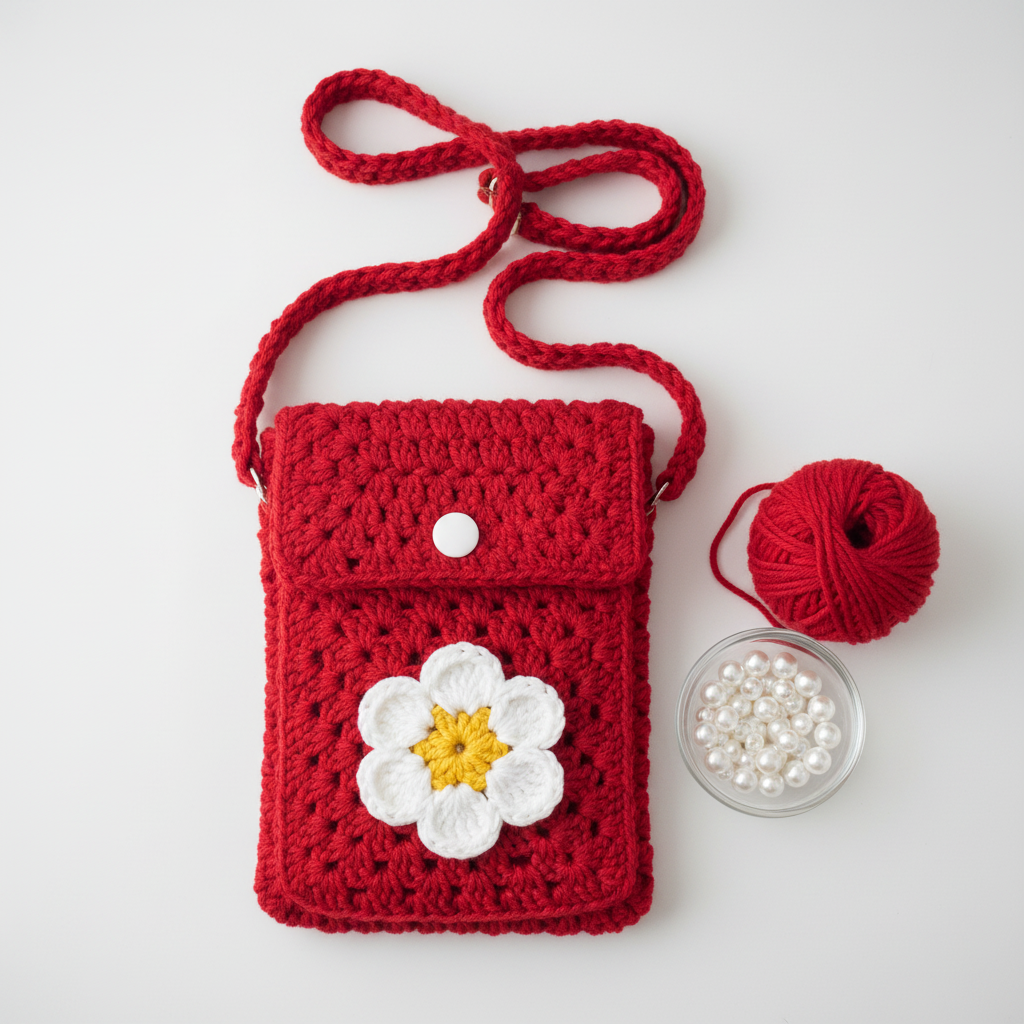 Knots by Faisal — Crochet Floral Phone Bag (Granny Square)