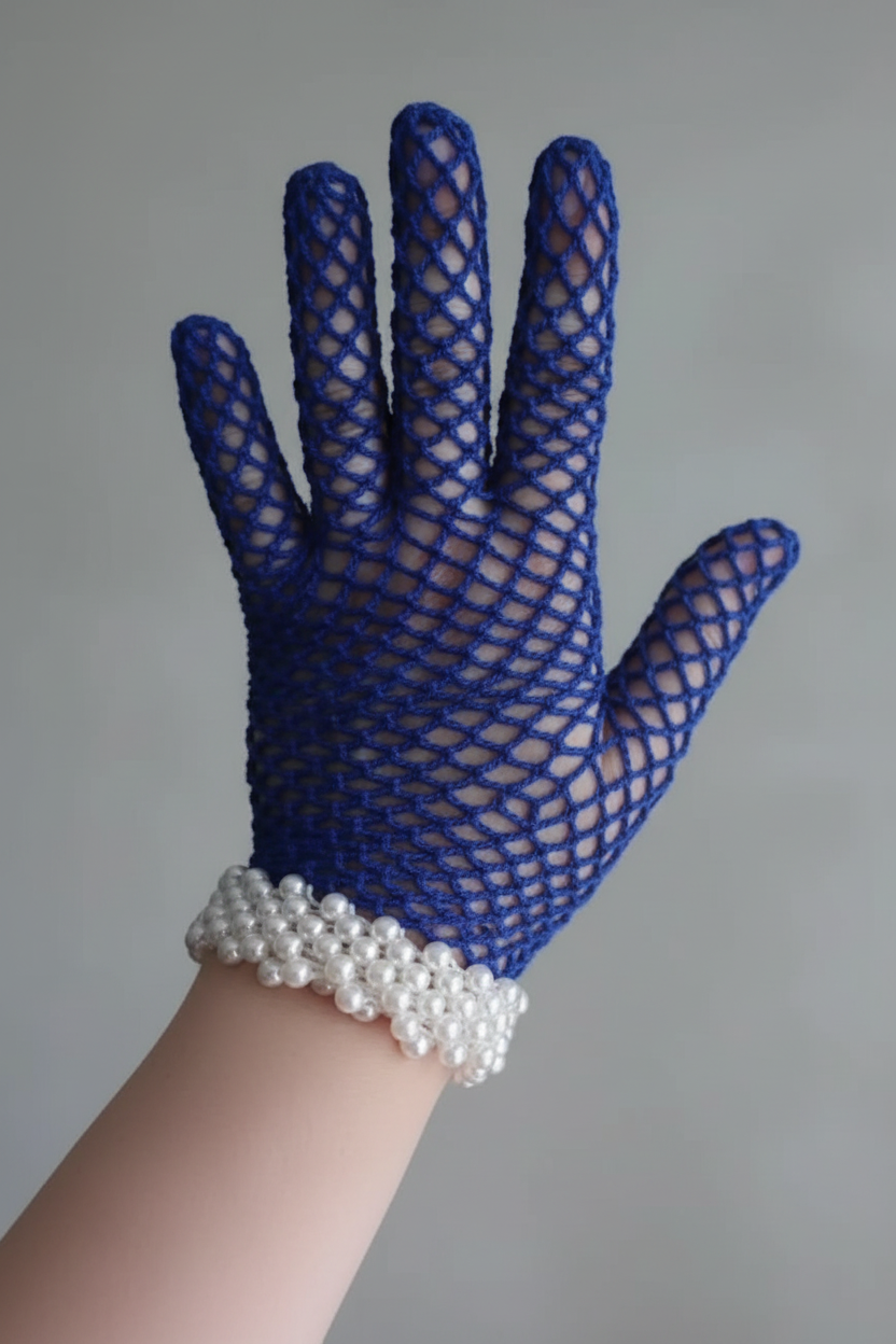 Handmade Crochet Pearl Net Gloves