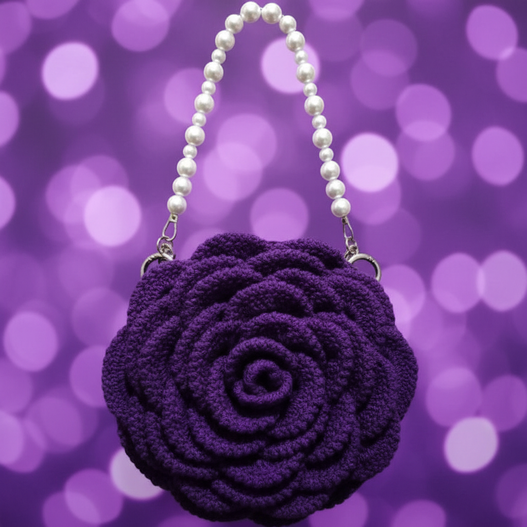 Handmade Round Rose Crochet Bag|Knots by Faisal