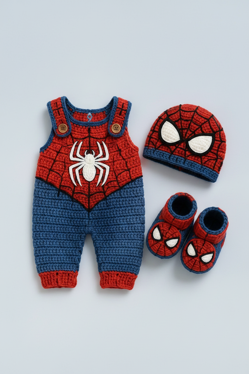 Superman Crochet Baby Romper Set