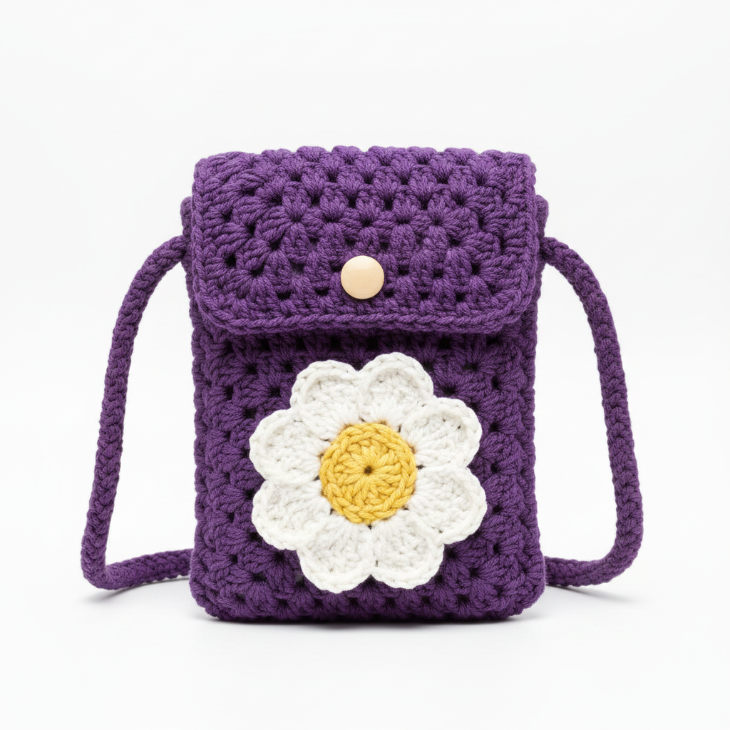 Knots by Faisal — Crochet Floral Phone Bag (Granny Square)