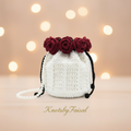 Bow-Shaped Crochet Bag with Pearl & Chain Strap